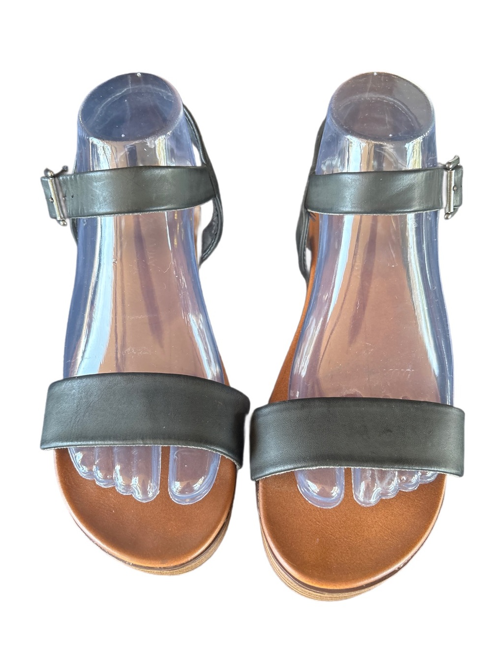 Rock &Candy by Zigi Classic Black Leather Ankle-Strap Sandals - Women’s 8.5